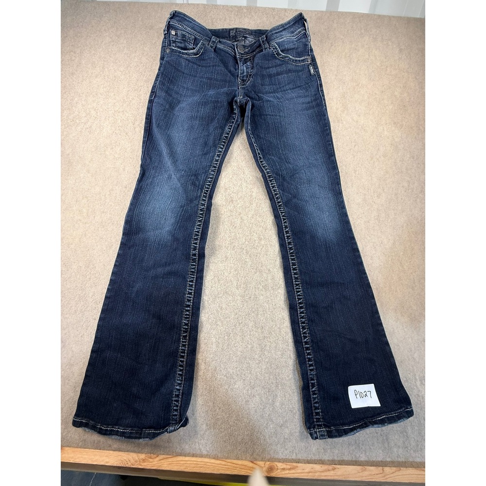Silver Jeans Co Suki Mid Bootcut Dark Wash Denim Jeans W31 L34 Thick Stitching